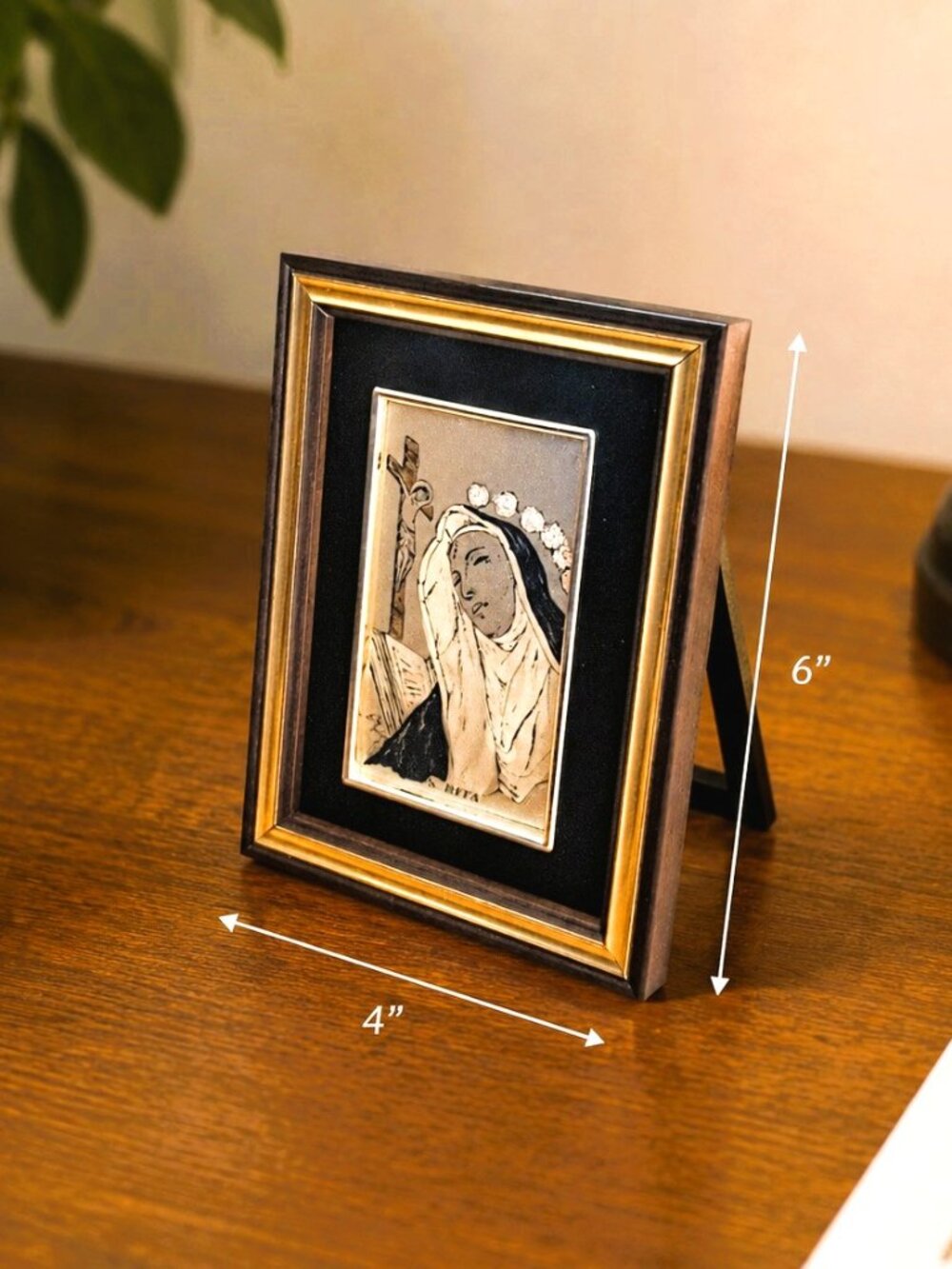 Handmade Gold Leaf Framed Saint Rita of Cascia Italy w/ Certificate OA